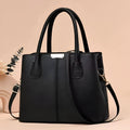 Women's PU crossbody shoulder bag horizontal square shape 29x23x14cm black splicing design