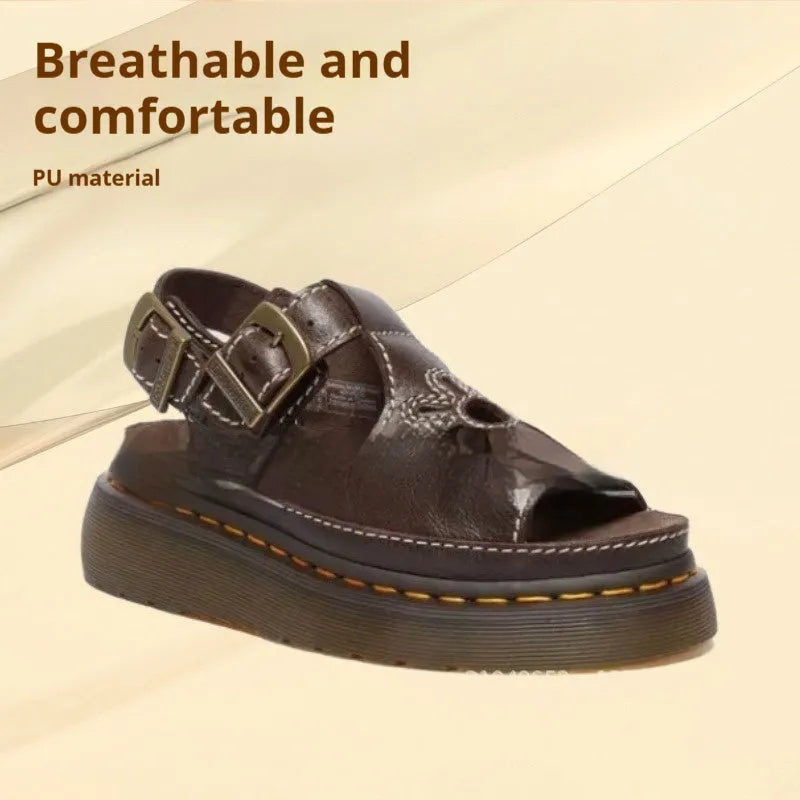 Men's black embroidered flower pattern beach sandals with PU upper and flat heel