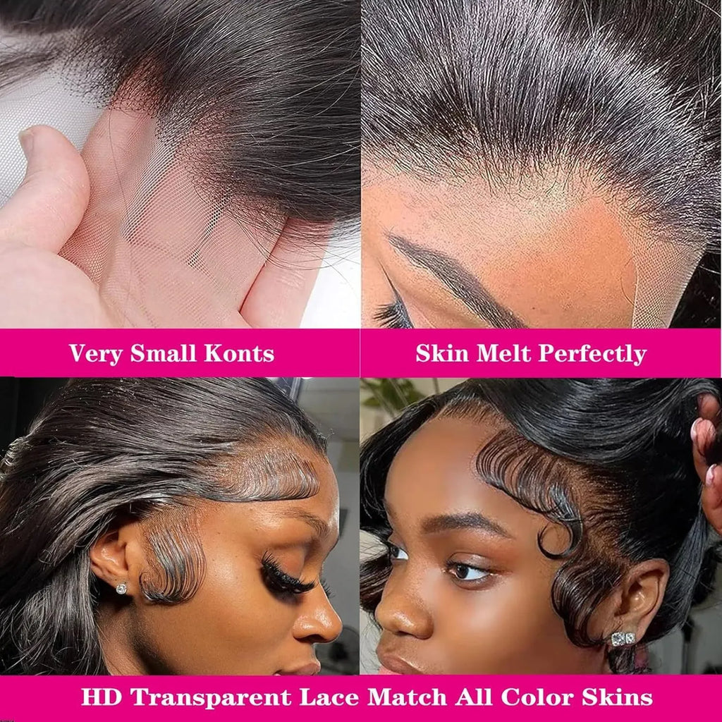 Black medium length curly synthetic wig showing defined wave pattern and full-head coverage