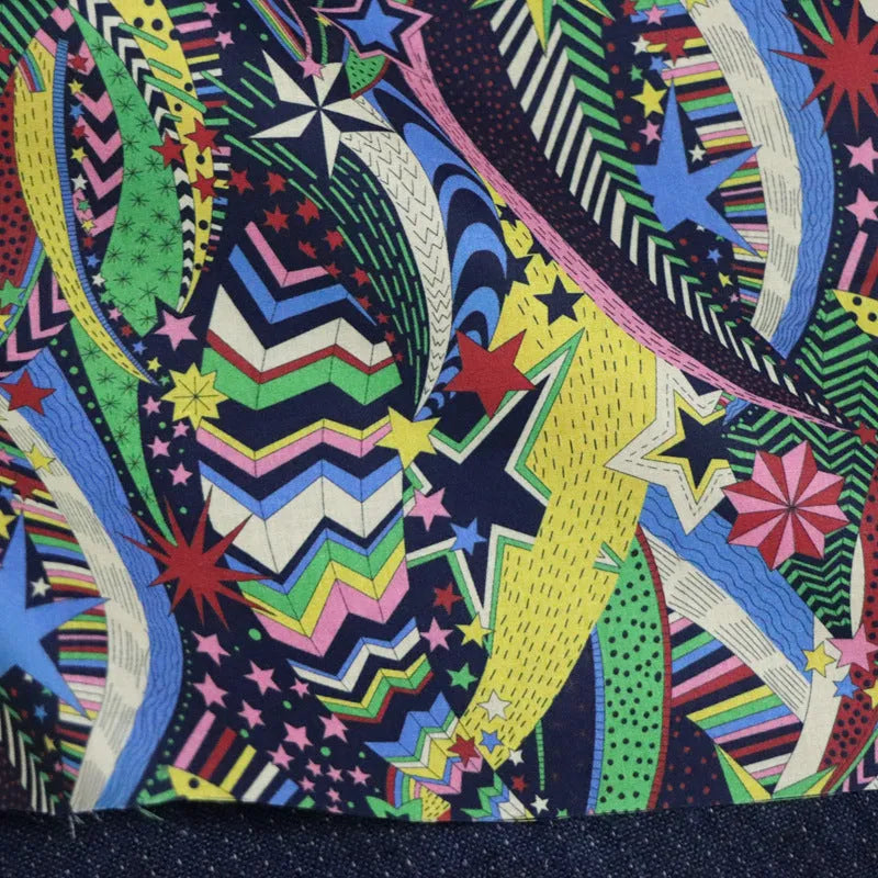 Blue floral and plant digital print on 100% cotton fabric, showing 1 metre by 1.45 metre piece