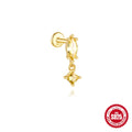 S925 sterling silver water drop earrings with a flat spiral puncture design in a gold tone.