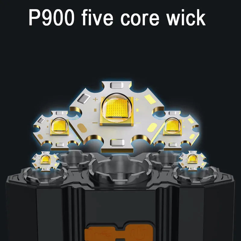 Head-mounted LED miner's lamp with 10W power output and 2400mAh battery capacity