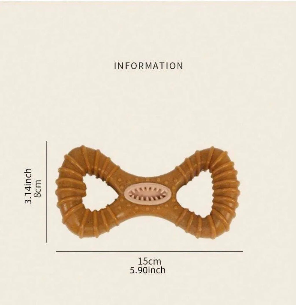 Natural rubber dog chew bone toy in 8-shape and Y-shape options for teeth cleaning and play