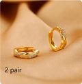 Geometric round hemp rope earclip earrings for women with diamond-coated gold finish