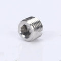 Stainless steel hexagon head pipe plug with a 3/8 inch BSP female thread.