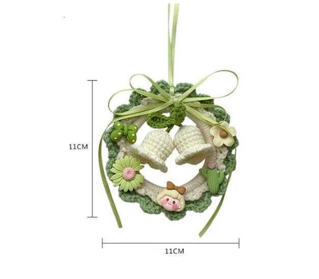 Handwoven wool bell orchid car pendant in fresh style for vehicle decoration
