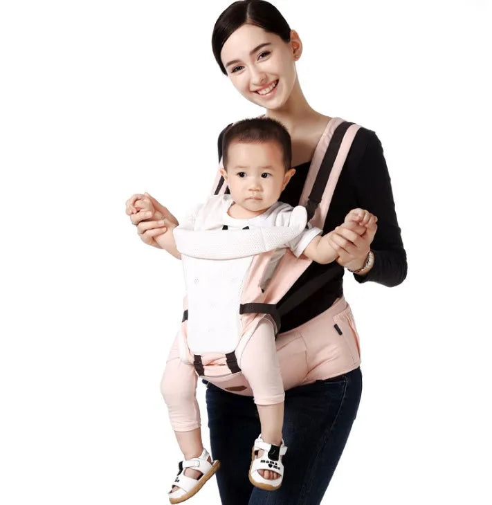 Breathable baby waist stool strap carrier in green for ages 3-36 months