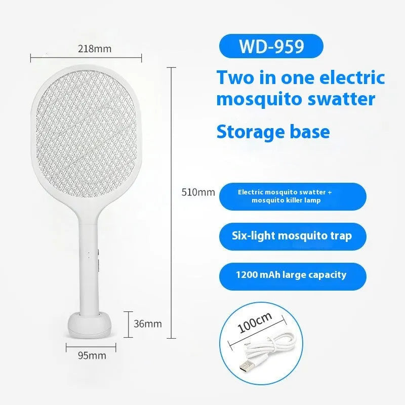 Rechargeable electric mosquito swatter in ABS plastic shell for indoor insect control