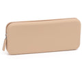 Silicone dustproof makeup brush storage bag in khaki colour, showing compact size for cosmetic organisation.