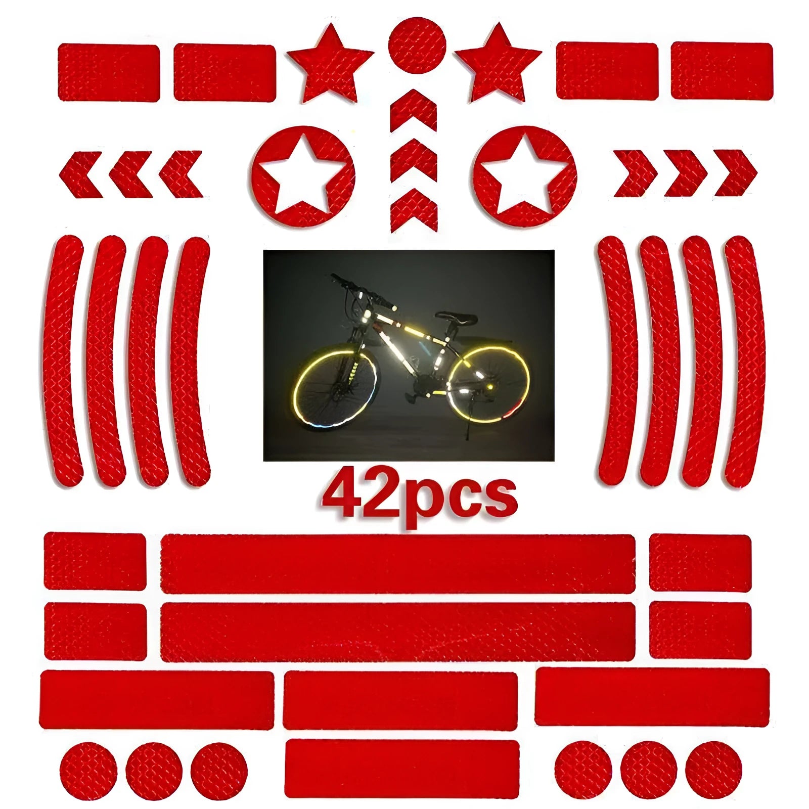 Bicycle reflective safety tape with grid pattern in multiple colours showing dimensions 11.5x21cm