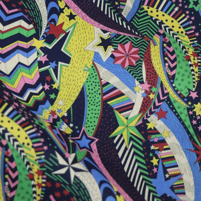 Blue floral and plant digital print on 100% cotton fabric, showing 1 metre by 1.45 metre piece