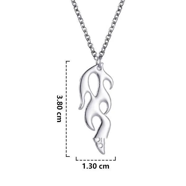 Silver alloy fire element pendant necklace on regular chain punk domineering style