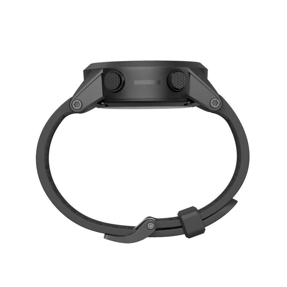 Black silicone watch strap with stainless steel buckle for Jiaming 26mm sports watches