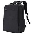 Waterproof Oxford cloth laptop backpack with rechargeable battery in black colour on a shoulder