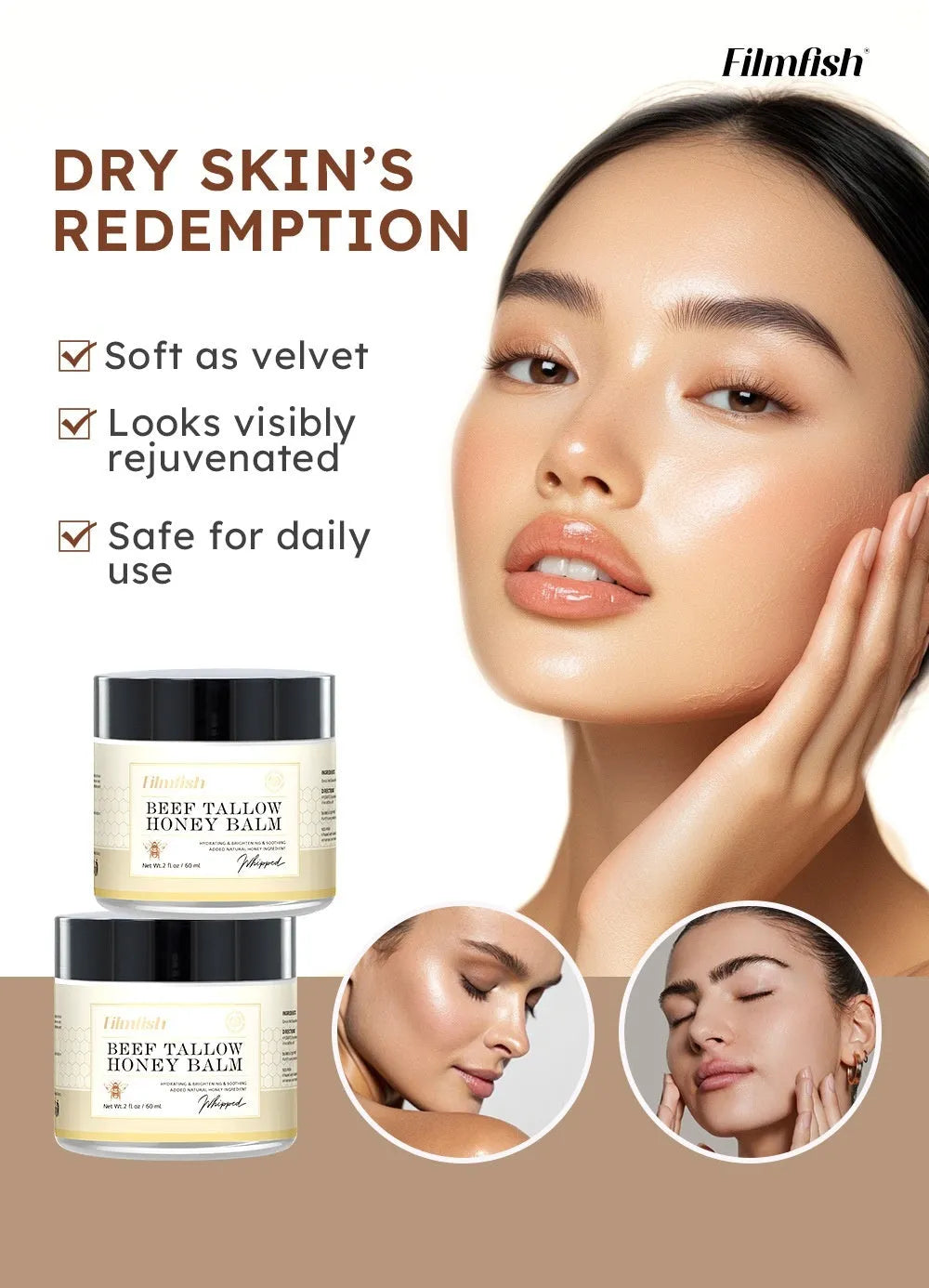 60ml jar of honey moisturising cream for body hydration