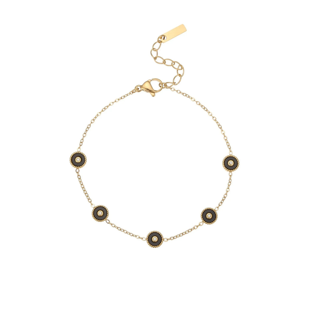 Stainless steel women's bracelet with 18K gold plating and geometric fritillary design