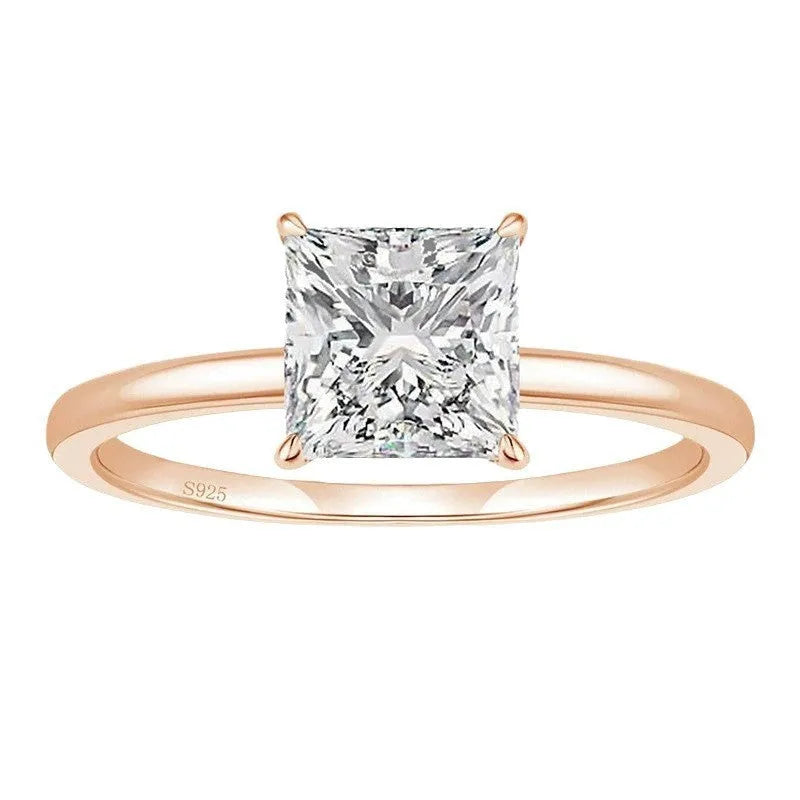 Simple geometric round sterling silver ring for women, shown in silver, gold and rose gold colour options.