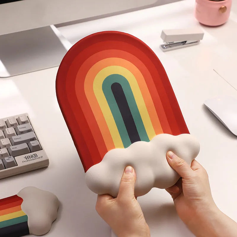 Silicone wrist rest mouse pad and keyboard support with cloud pattern design