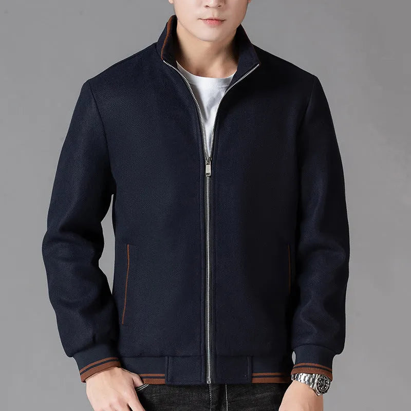 Men's grey sports-style fleece jacket with long sleeves and a stick pocket on the chest.