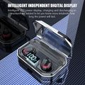 Black X10 Bluetooth wireless headset with charging case showing compact design.