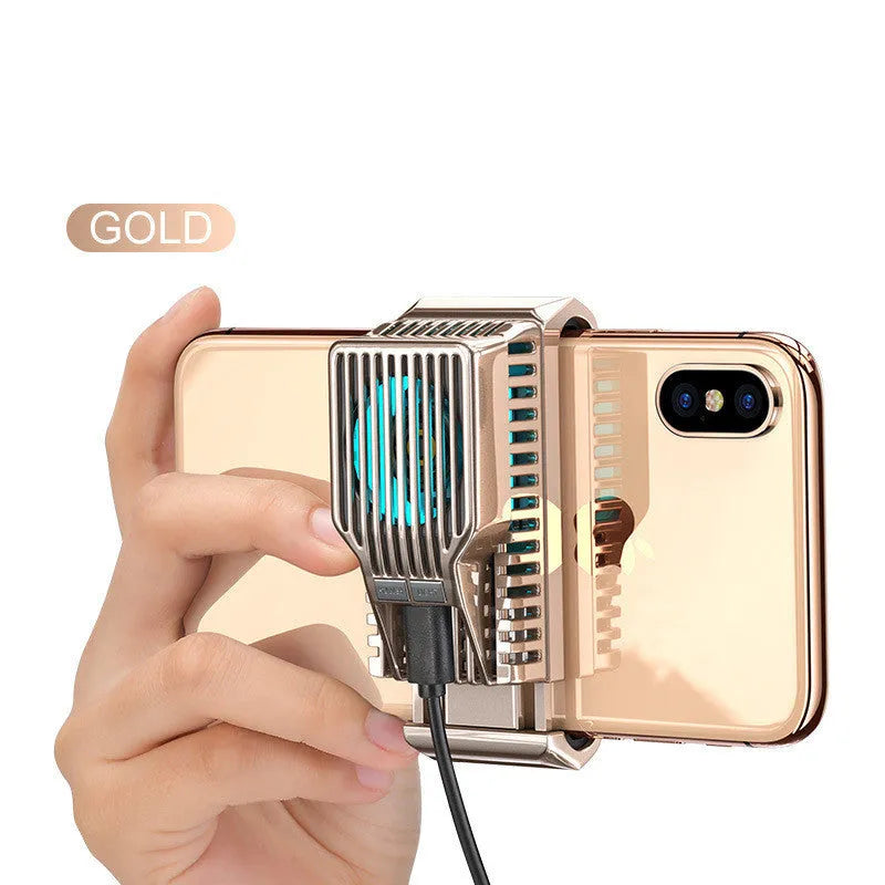 Black clip-on mobile phone radiator cooler with aluminium alloy and ceramic elements for smartphones