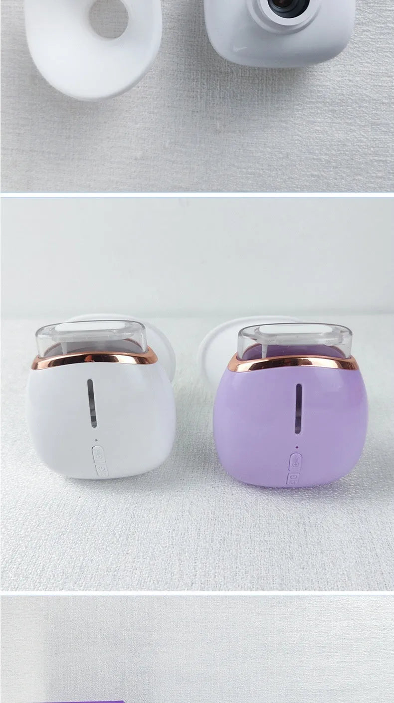 White portable eye humidifier with lithium battery power and charging cable