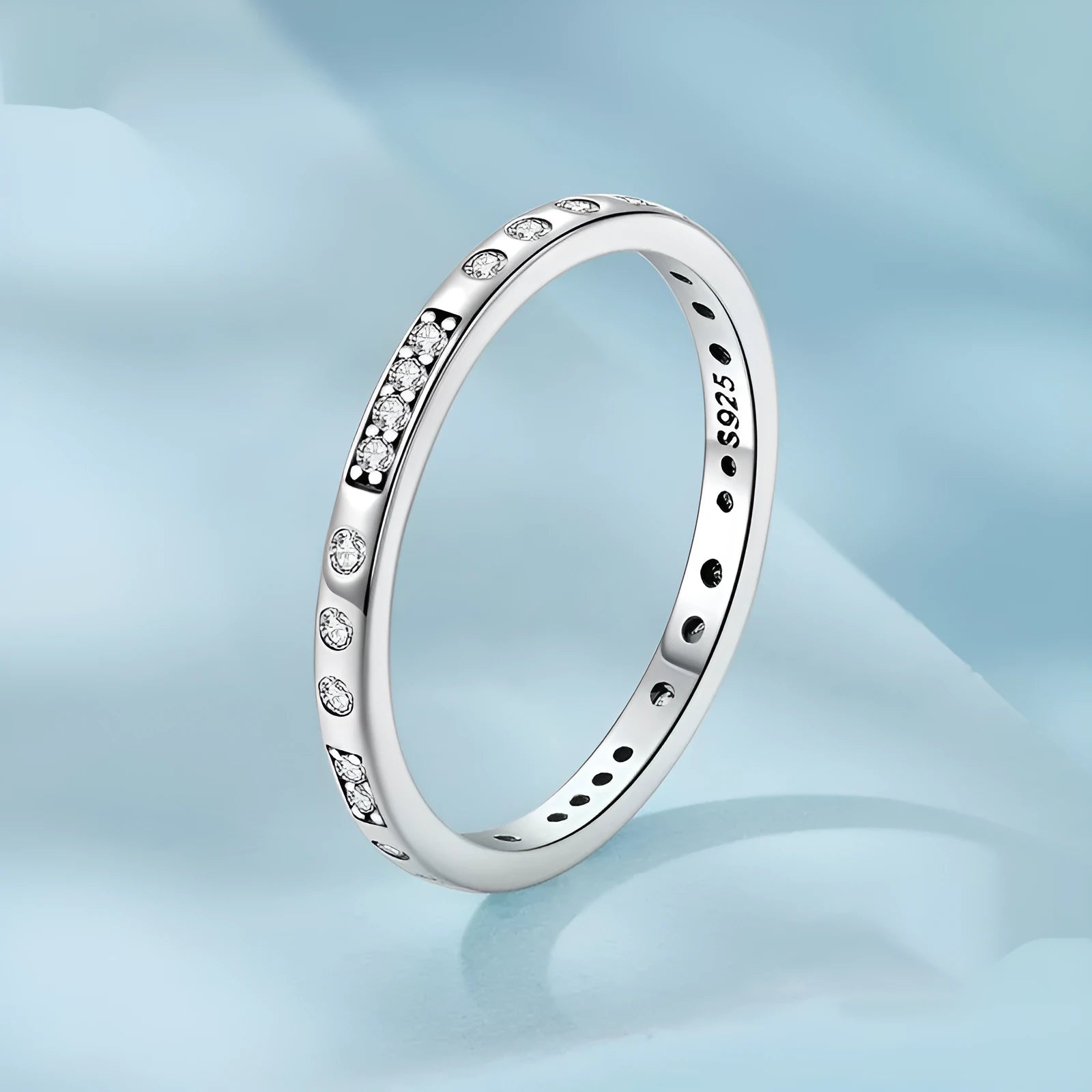 Oxidised black alloy fashion ring with Moss Password I Love You design, shown in sizes 6, 7, 8.