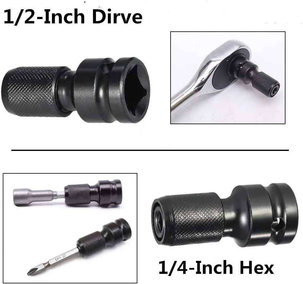 Telescopic scaling bit holder with hexagonal handle for electric wrench drives