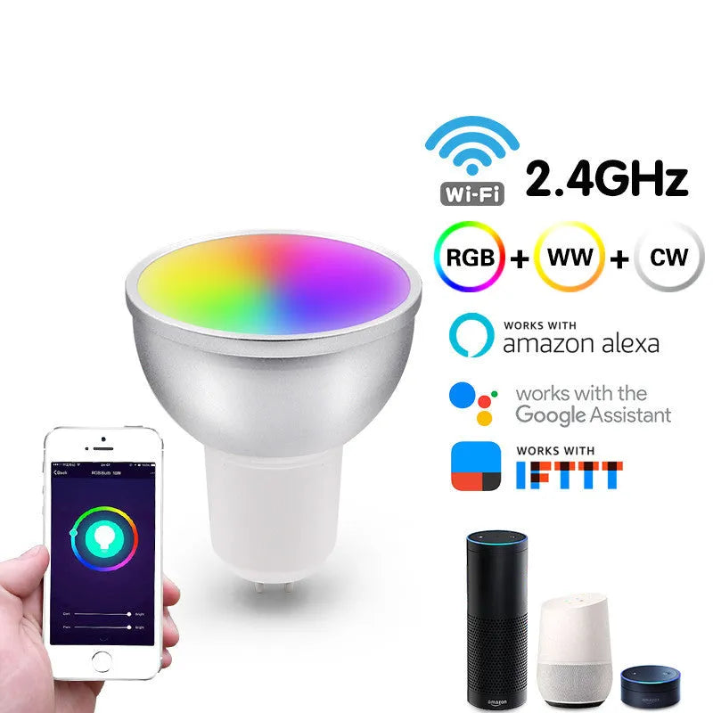 WIFI controlled RGBWC LED bulb 5W aluminium body 50x58mm IP65 dimmable smart home lighting