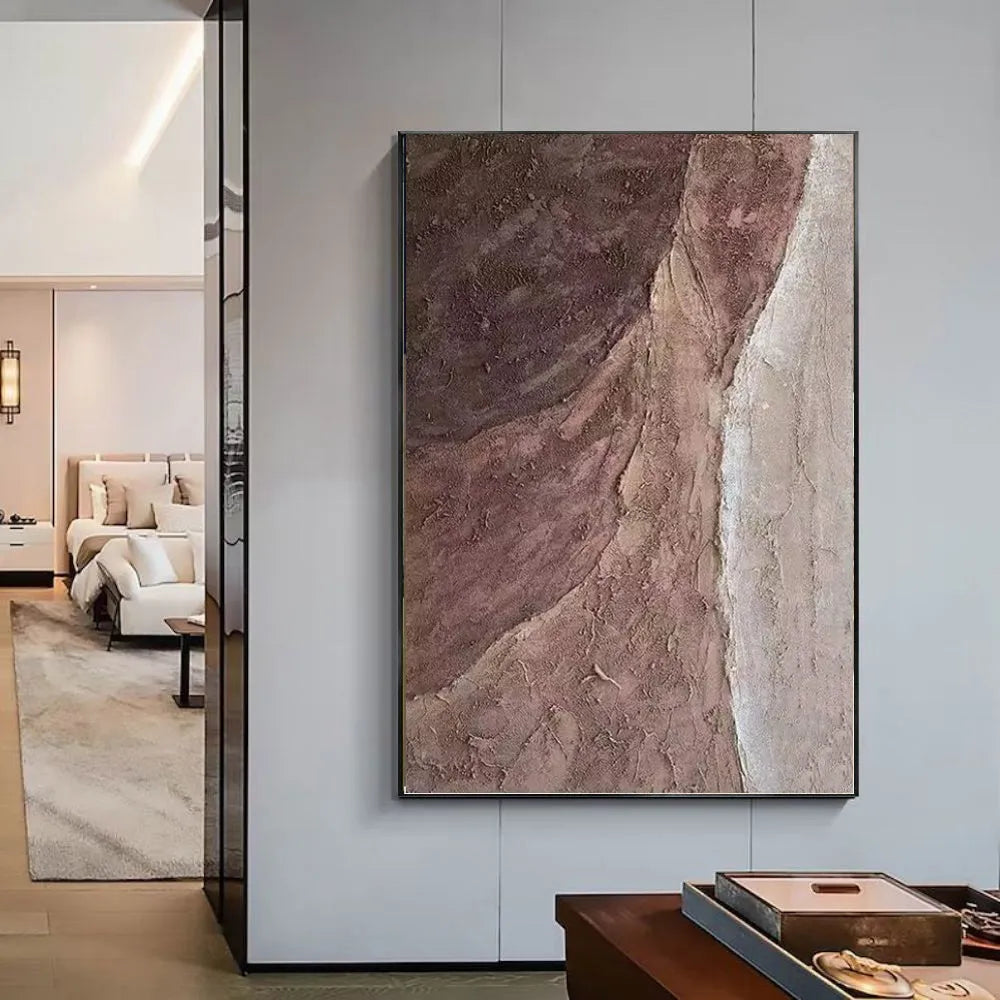 Handmade oil painting on canvas abstract brown texture wall art frameless rolled home decor