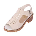 Women's retro-style sandals with a side zipper in a pure colour on a beef tendon sole.