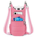 A modern simplicity style cloth water bottle bag for bicycles in a choice of black, pink or beige.
