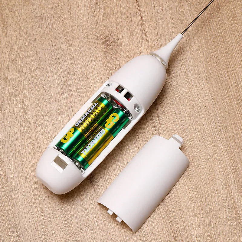 Hand-held electric milk frother blender in black and white colour options