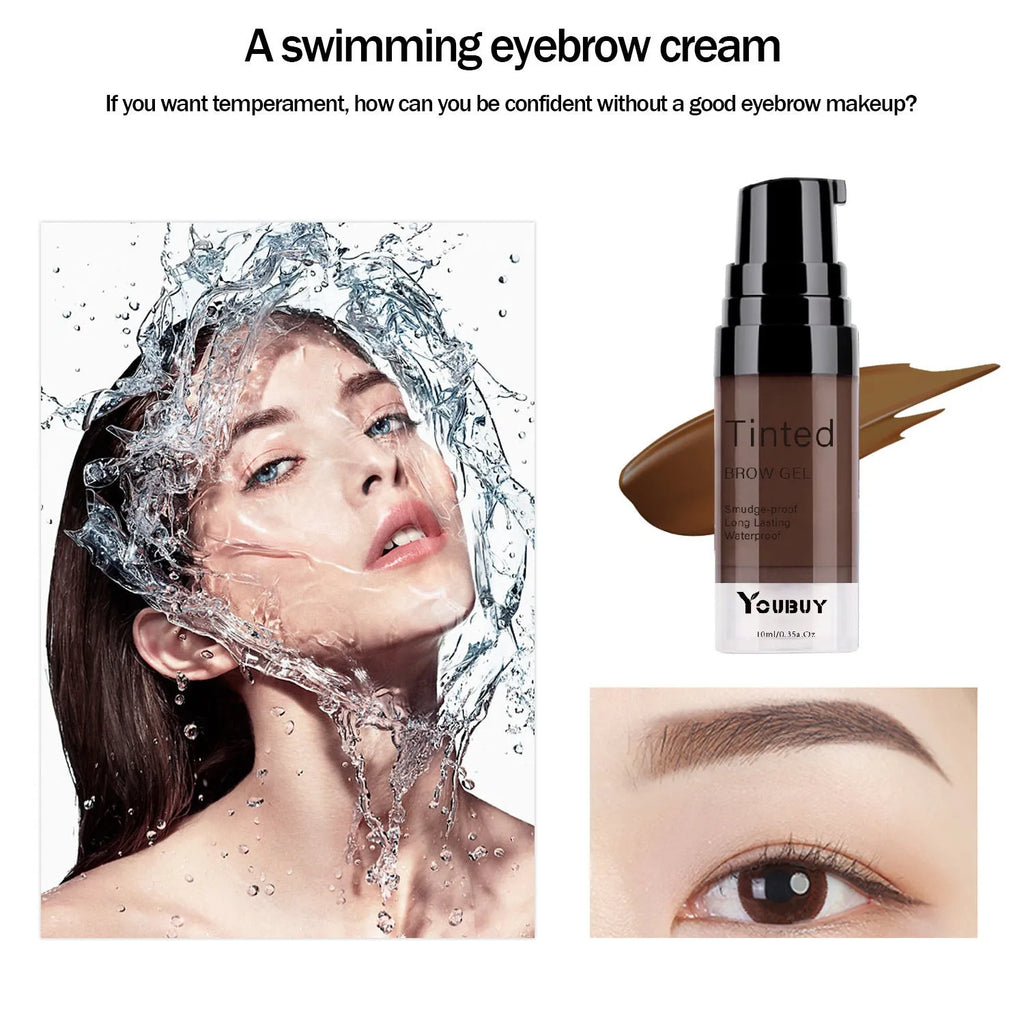 Waterproof quick-drying eyebrow cream in dark grey and golden yellow shades for natural brow colour