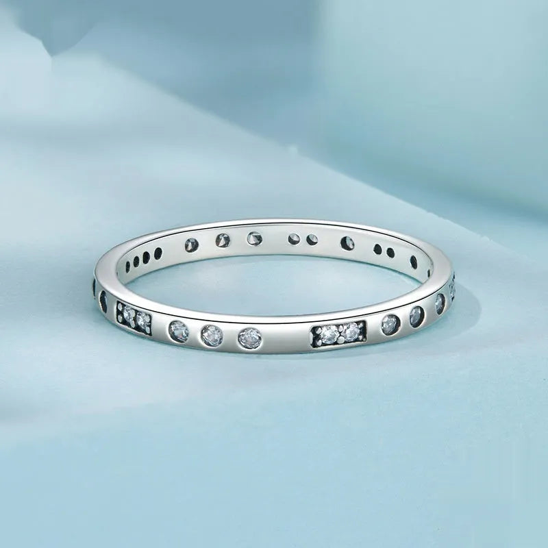 Oxidised black alloy fashion ring with Moss Password I Love You design, shown in sizes 6, 7, 8.
