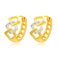 Geometric hollow-out gold earrings with electroplated finish and colour separation design