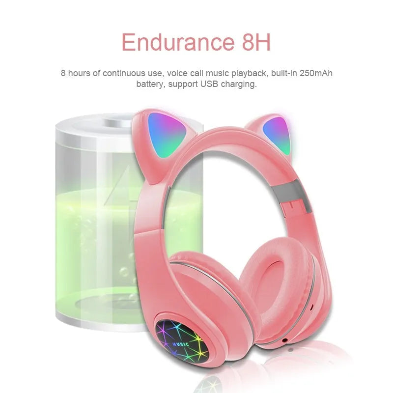 Cat ear wireless sports Bluetooth headset in six colours with head-mounted design