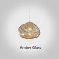 Modern minimalist glass chandelier with LED lighting in amber, clear, or smoke grey colour options