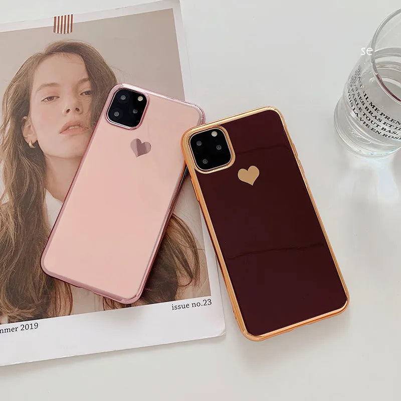 Slim solid colour TPU back cover case for iPhone on a table.