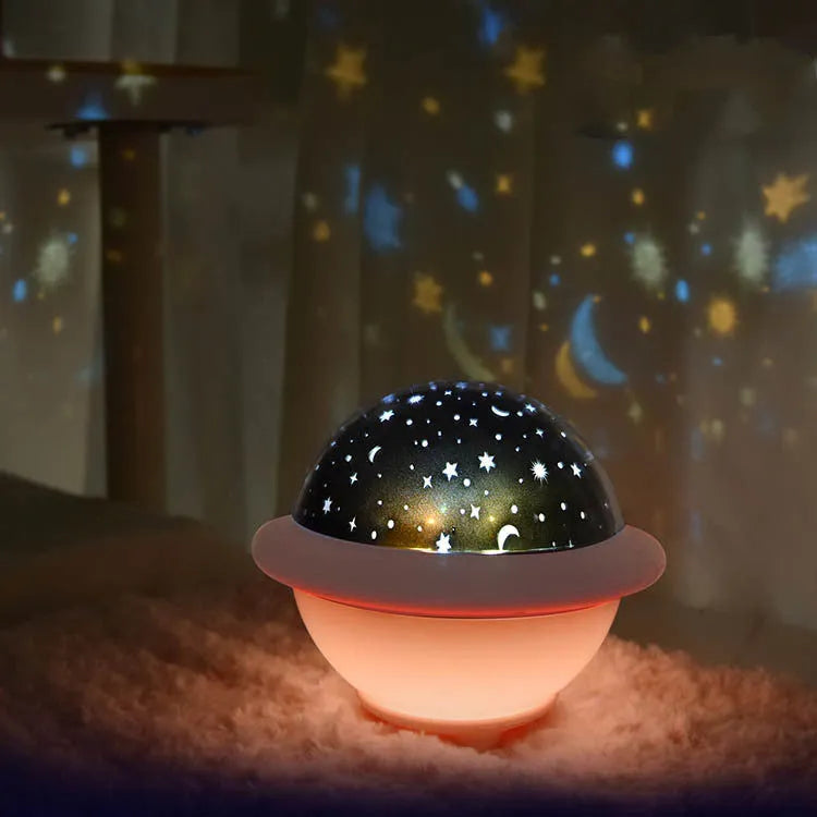 UFO shaped starry sky projection night light in pink, white, or green colours