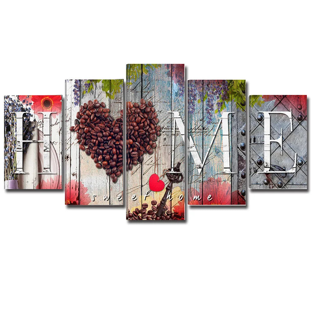 Red Home Sweet Home oil painting decoration boards in three sizes displayed together