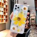 Flower phone case with large floral pattern on flexible TPU back cover for iPhone