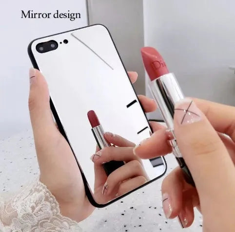 Black mirror back cover phone case for iPhone X showing reflective surface.