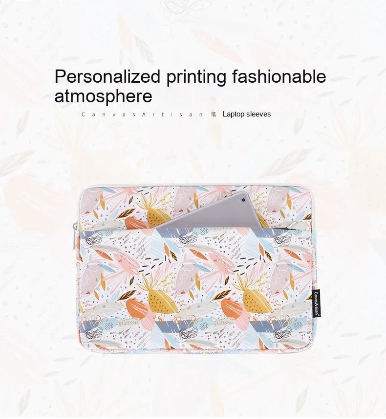 White 14-inch waterproof laptop sleeve made from PU leather for portable computer protection.