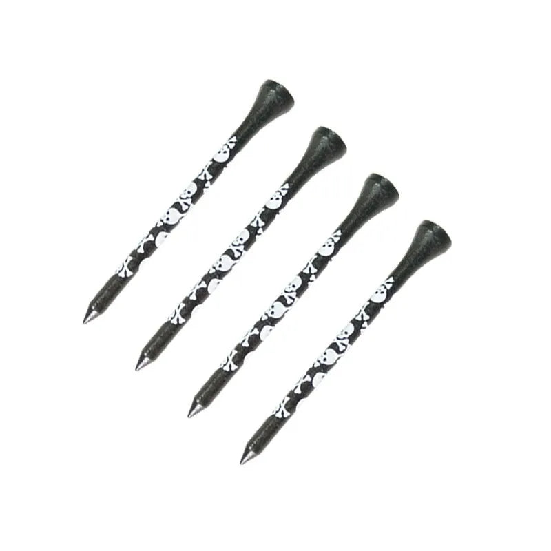 Black skull print bamboo golf dowel pins in 70mm and 83mm lengths