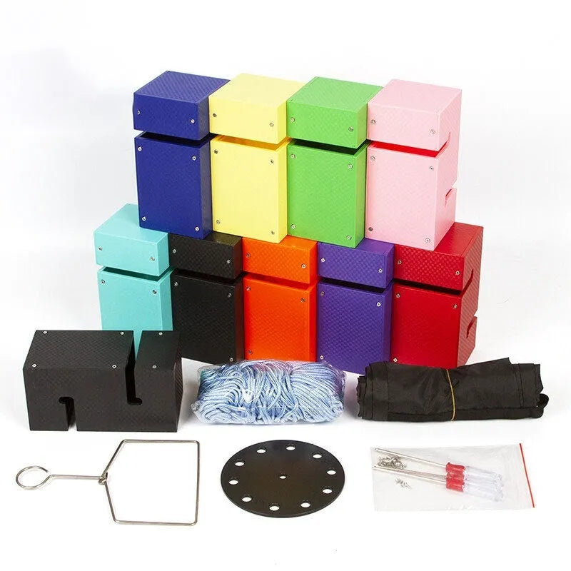 Outdoor team building equipment with ABS blocks, pull ropes, and hook frame set in multiple colours