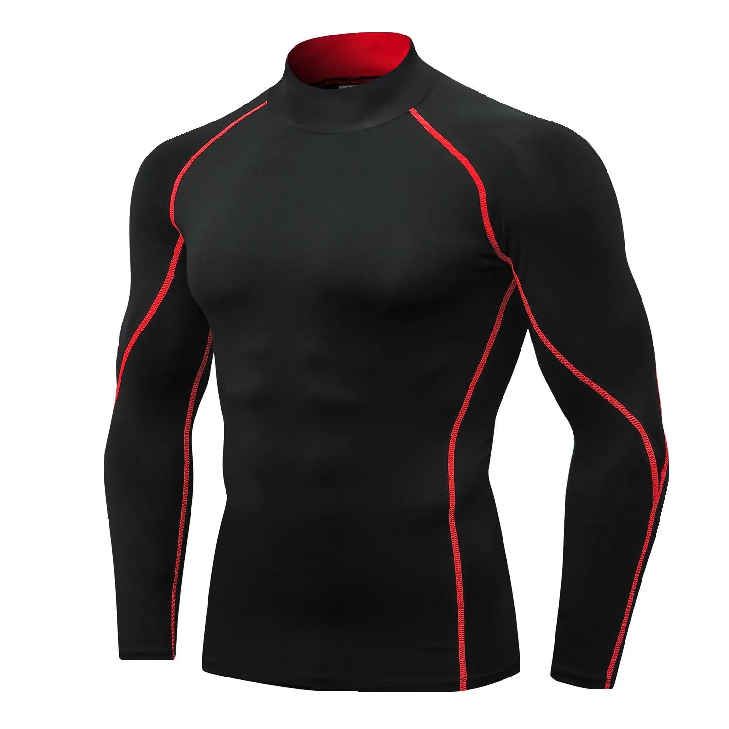 Quick-drying polyester collar sweater for men in black with dark grey line detail