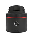 Black PIVO facial tracking camera mounted with a smartphone, showing 360-degree rotation base.