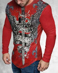 Men's 3D print graphic crew neck t-shirt in polyester slim fit, size range S to 6XL