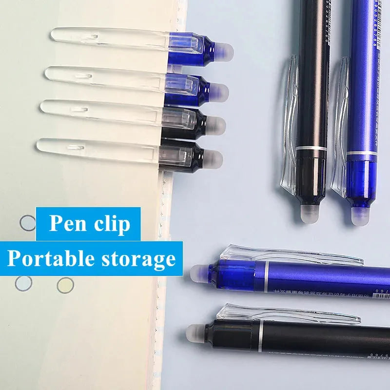 0.5mm erasable push gel pen with plastic shell and stainless steel nib